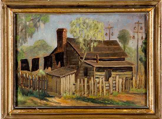 Appraisal: Clarence Shearn New York th th century NEGRO CABIN oil