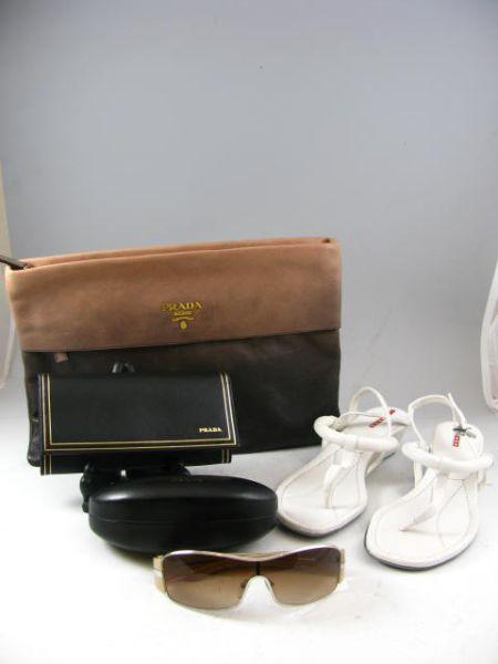 Appraisal: A Grouping of Prada including a dyed leather clutch black