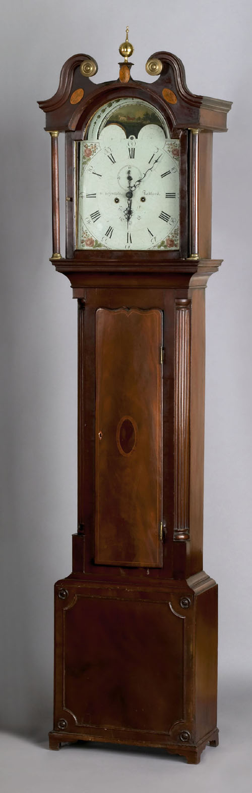 Appraisal: Scottish mahogany tall case clock early th c the broken