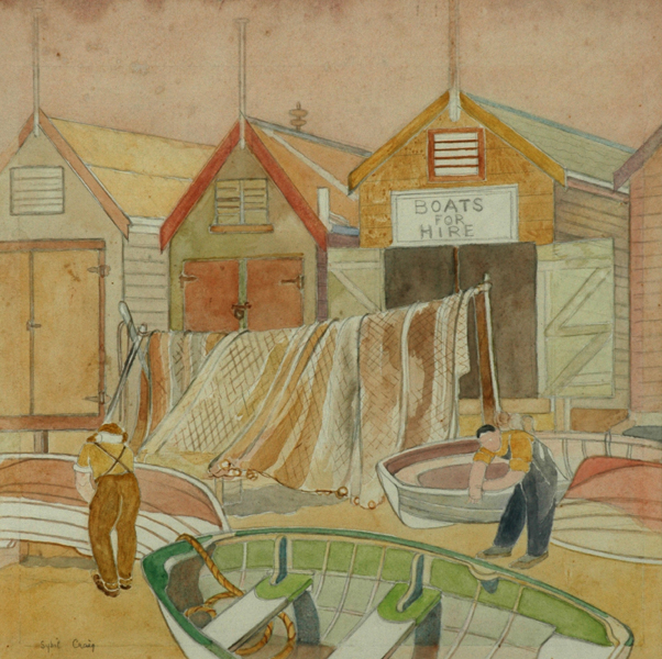 Appraisal: Sybil Craig - Boat Sheds watercolour and pencil signed 'Sybil