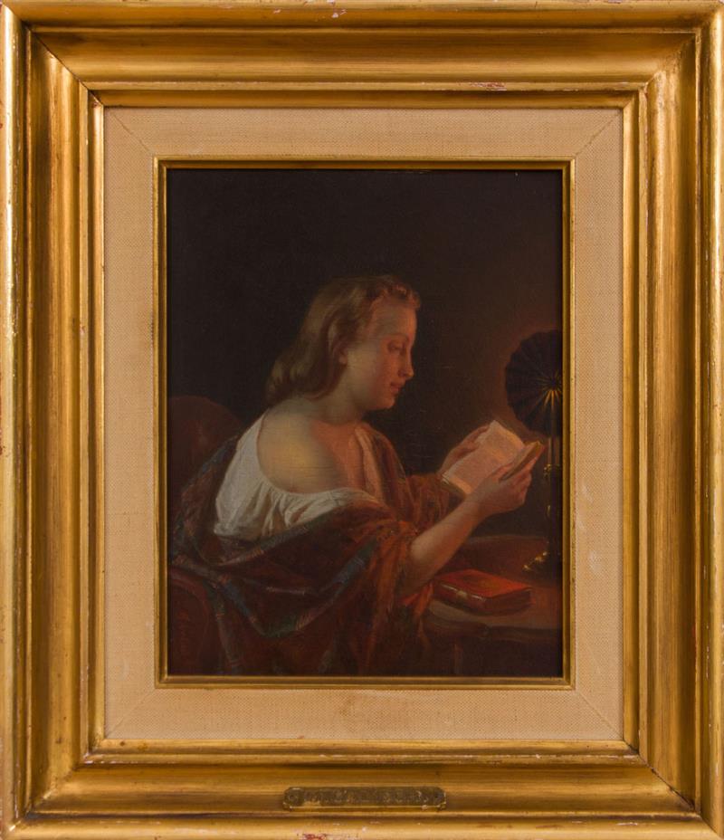 Appraisal: Attributed to Moritz Calisch - Reading by Candlelight Oil on