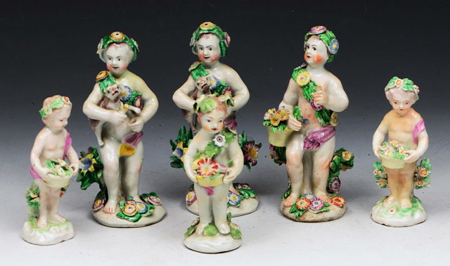 Appraisal: A COLLECTION OF SIX TH CENTURY ENGLISH PORCELAIN FIGURES of