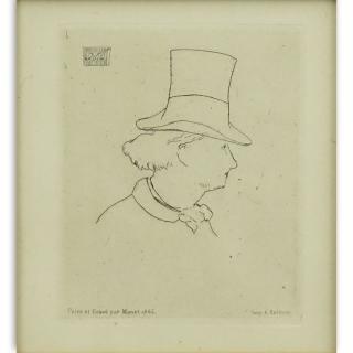 Appraisal: douard Manet French - Drypoint etching Portrait Of Charles Baudelaire