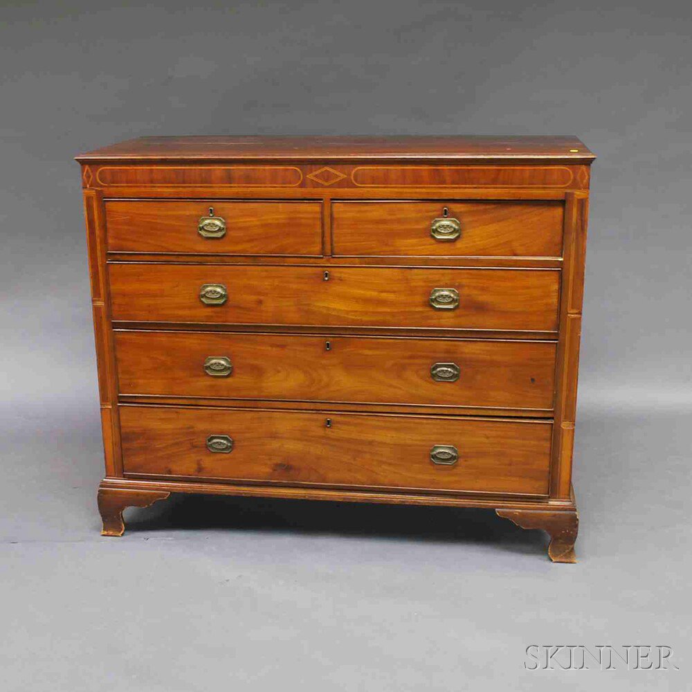 Appraisal: George III Inlaid Mahogany Chest of Drawers England th century