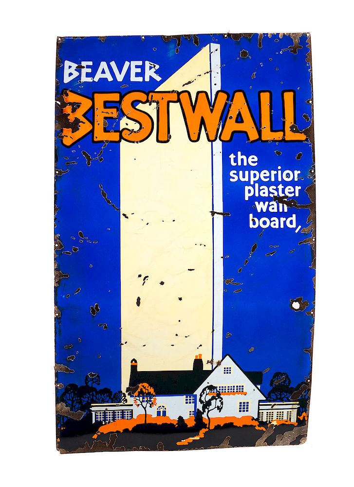 Appraisal: Beaver Best Wall Colored Porcelain Sign Measures tall by wide