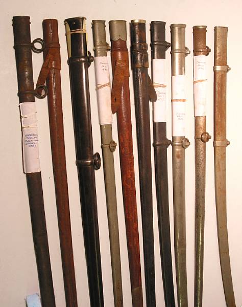 Appraisal: A lot of ten European military sword scabbards th century