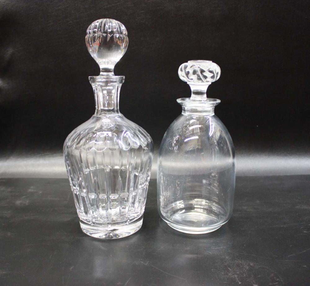 Appraisal: TWO CRYSTAL DECANTERS a Lalique Saint Hubert pattern decanter together