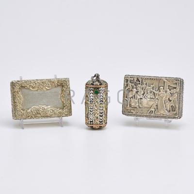 Appraisal: ENGLISH AND CONTINENTAL SILVER Rectangular snuff box with floral borders