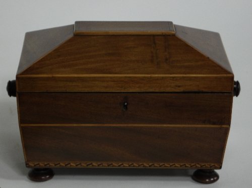 Appraisal: A th Century mahogany work box of sarcophagus shape with