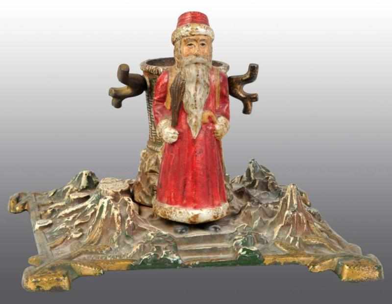 Appraisal: Cast Iron Santa Claus Christmas Tree Stand Description German Nicely