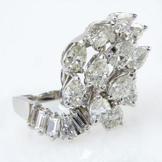 Appraisal: Approx Carat Pear and Baguette Cut Diamond and Karat White