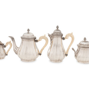 Appraisal: A French Silver Four-Piece Tea Service Retailed by Tiffany and