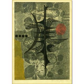 Appraisal: Fumio Fujita Japanese b Abstract Color -C Woodblock on Paper