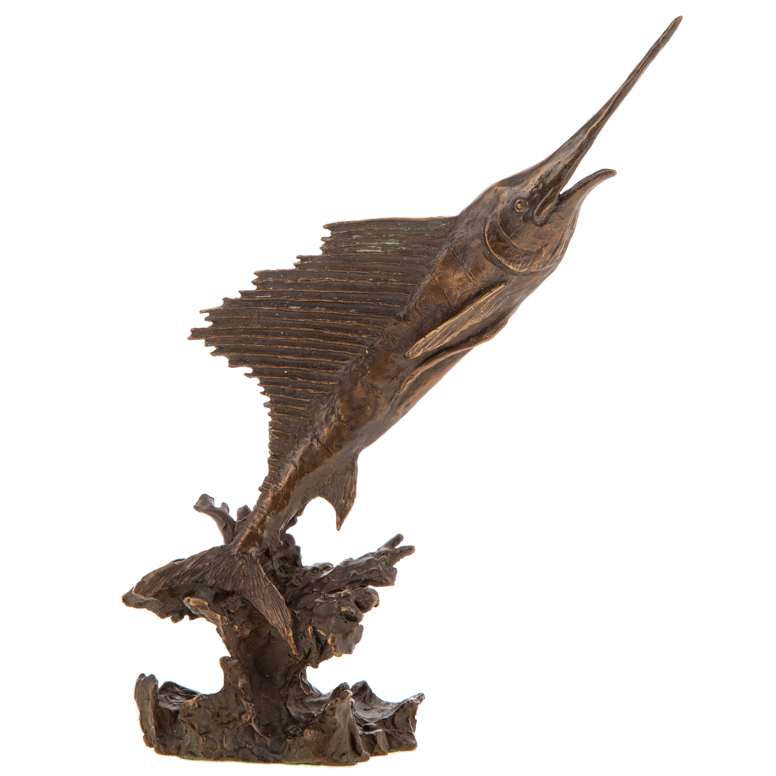 Appraisal: MARK HOPKINS SAILFISH BRONZE American Contemporary Sailfish leaping out of