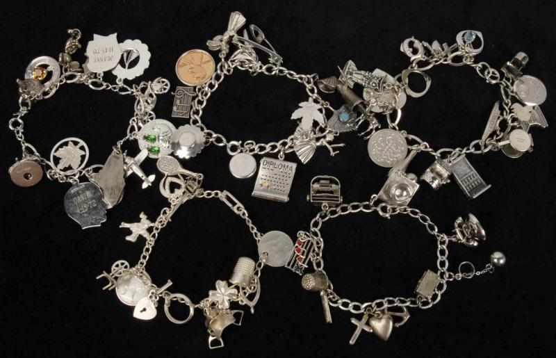 Appraisal: Lot of Sterling Charm Bracelets Description Weighs troy ounces Condition