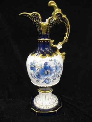 Appraisal: Royal Dux Porcelain Ewer fancy floral cobalt gold '' tall