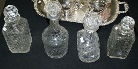 Appraisal: Four cut glass decanters