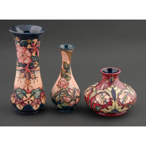 Appraisal: Three Moorcroft Oberon Sweet Briar and Masquerade vases and -