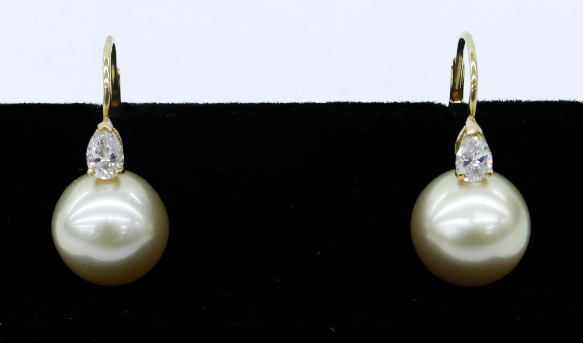 Appraisal: Pair Turgeon Raine k South Sea Pearl Diamond Earrings ''