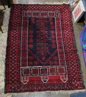 Appraisal: Afghan Belouch Prayer rug ' x ' Afghan Belouch Prayer