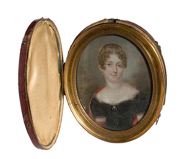 Appraisal: PORTRAIT MINIATURE ON IVORY American possibly by the Dodge Family