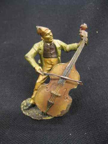 Appraisal: Bergmann Austrian Bronze Figurine man with cello coldpainted signed ''