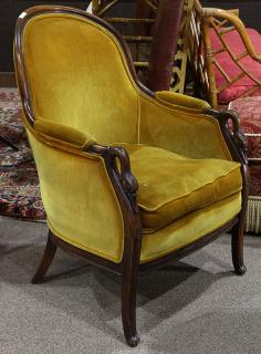 Appraisal: French Empire Gondola chair French Empire Gondola chair having a