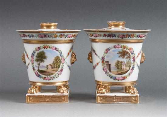 Appraisal: Pair of Porcelain de Paris perfumeries mid- th century cachepot