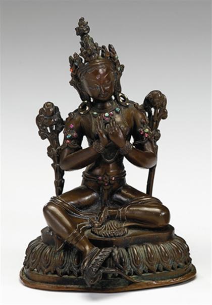 Appraisal: Good Tibetan bronze and jeweled figure of Prajnaparamita Tara th