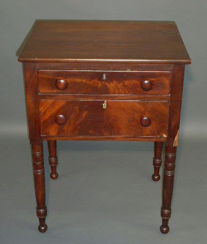 Appraisal: Sheraton mahogany two-drawer work table c h x w x