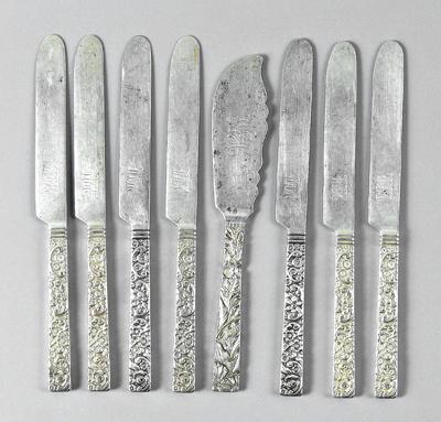 Appraisal: Jacobi Jenkins sterling knives seven breakfast or luncheon knives with