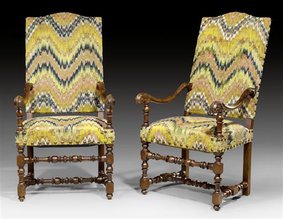 Appraisal: PAIR OF LARGE ARMCHAIRS late Louis XIII France late th