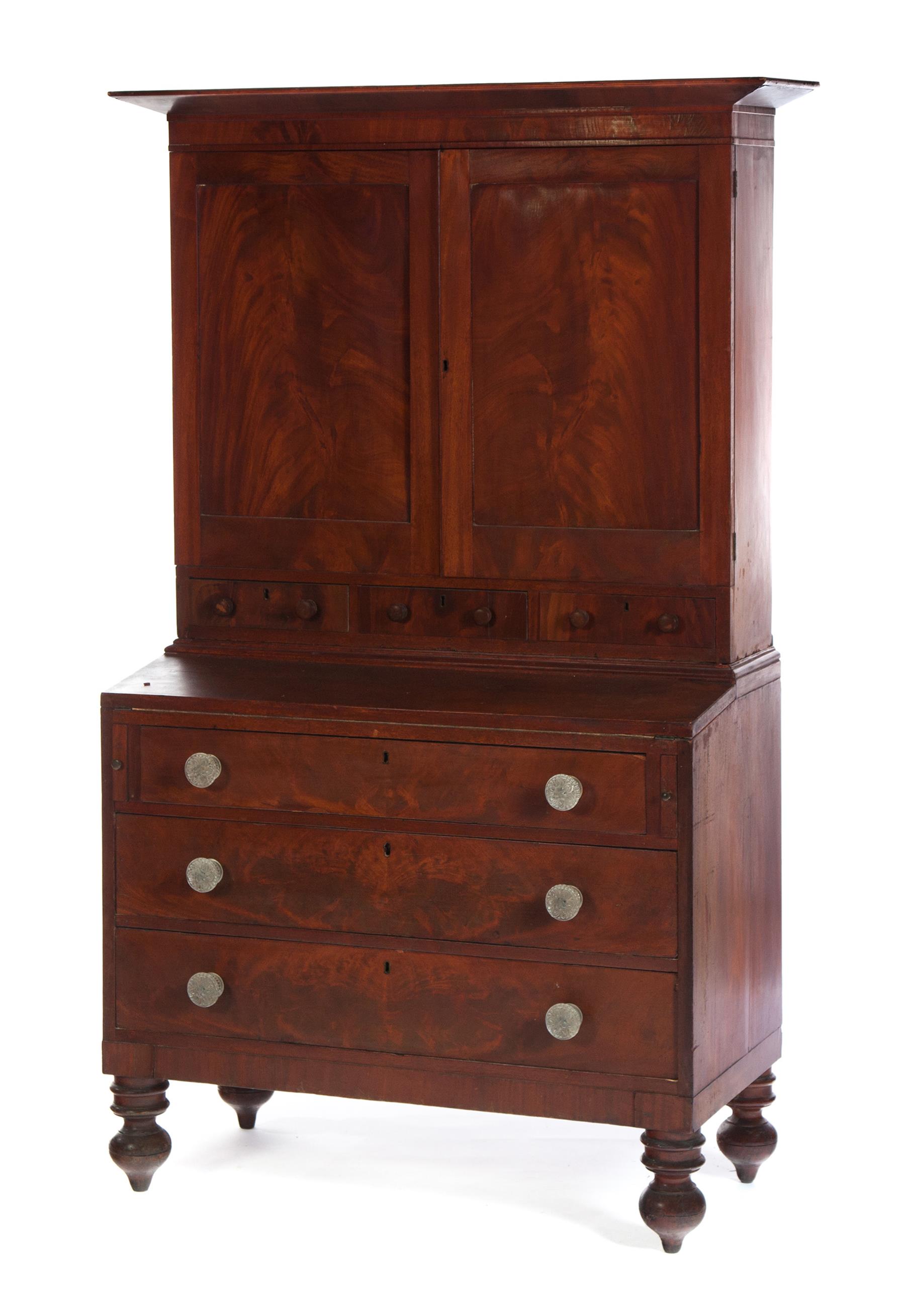 Appraisal: NEW ENGLAND DIMINUTIVE SECRETARY BOOKCASE First half- th century mahogany