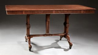 Appraisal: Unusual American Carved Walnut Telescoping Table th c the rectangular