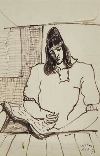 Appraisal: MILTON AVERY Standing Woman Pen and brown ink on cream