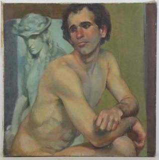 Appraisal: PAGE Evelyn Oil on Canvas Male Nude Model Signed verso