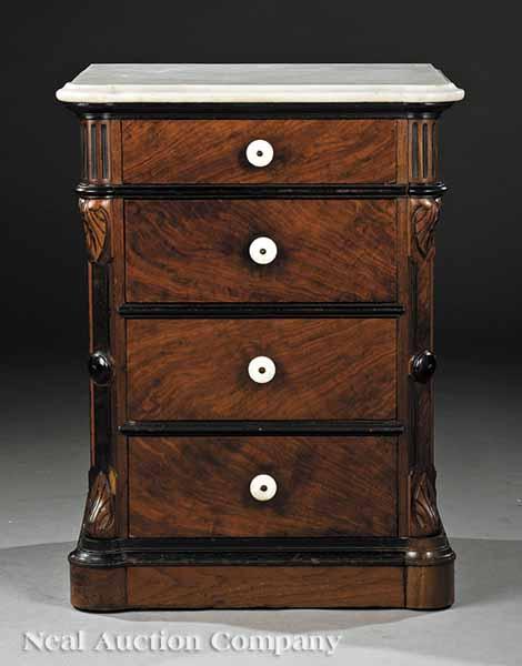 Appraisal: An American Renaissance Carved Walnut and Ebonized Bedside Commode late