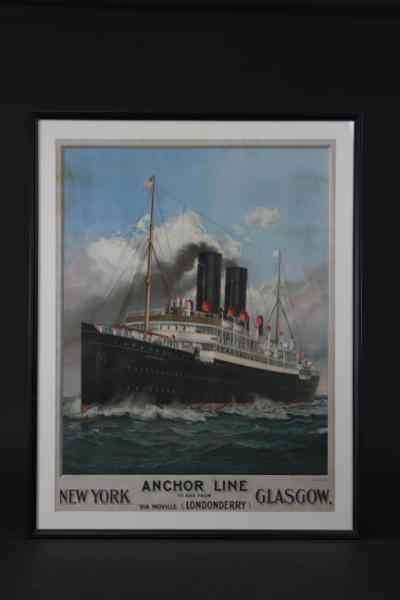 Appraisal: ANCHOR LINE POSTER American Lithographers Anchor Line to and from