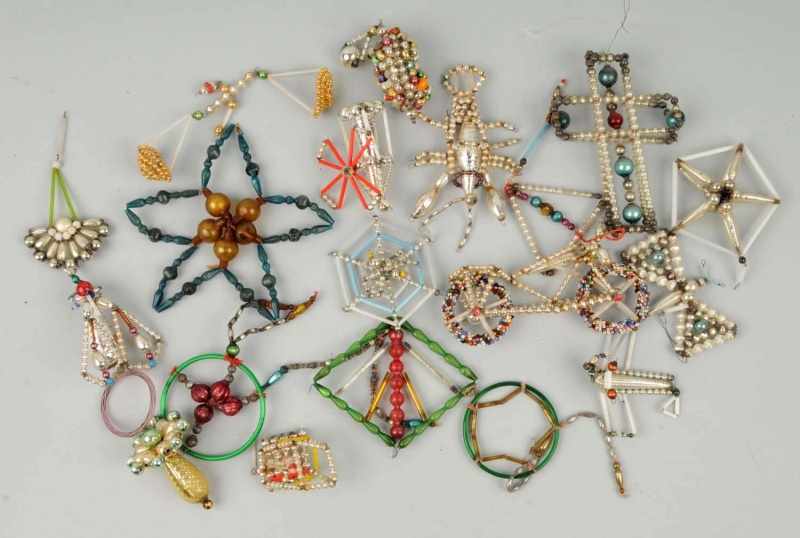 Appraisal: Lot of Beaded Christmas Ornaments Description Includes two bikes one