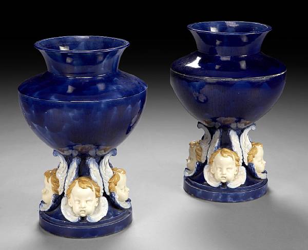 Appraisal: A pair of majolica jardini res late th century Of