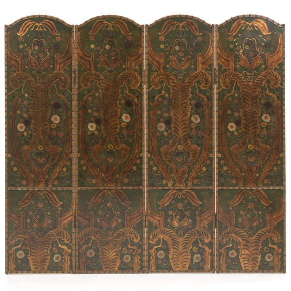 Appraisal: ARTS AND CRAFTS SCREEN x Four panel folding floor screen