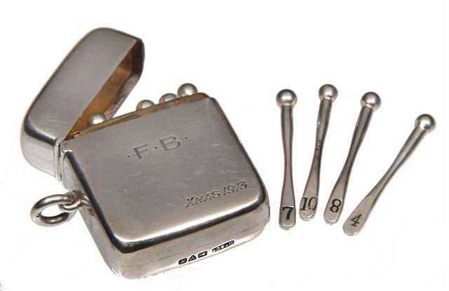 Appraisal: A SILVER BUTT MARKER with plain rectangular case and hinged