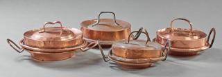 Appraisal: Group of Four Copper Shallow Pans with integral r Group