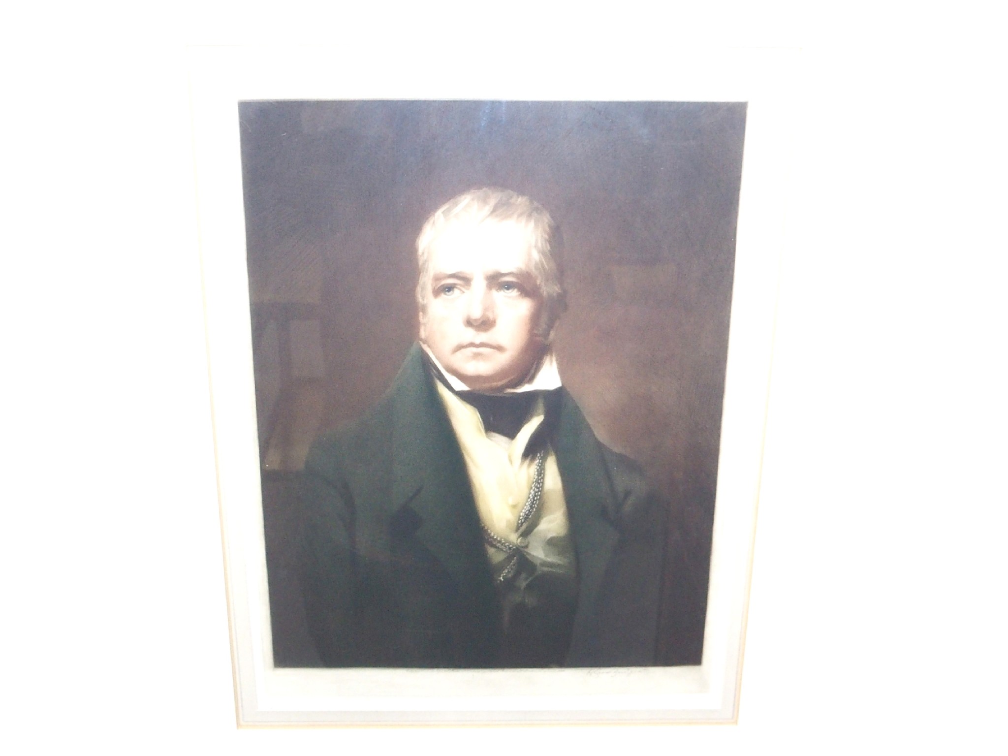 Appraisal: H SCOTT BRIDGEWATER Sir Walter Scott signed artist's proof mezzotint