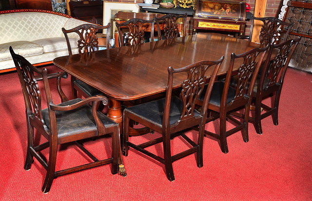 Appraisal: A SET OF EIGHT CHIPPENDALE STYLE MAHOGANY DINING CHAIRS two