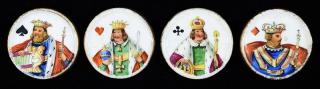 Appraisal: Set of Four Hand Painted Porcelain Whist Counters Kc Ks