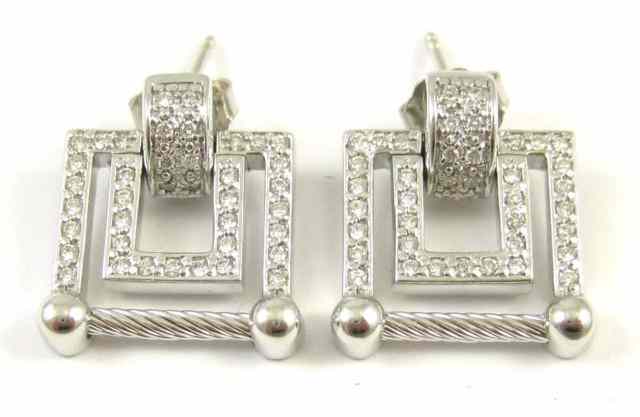 Appraisal: PAIR OF DIAMOND AND WHITE GOLD EARRINGS each k gold