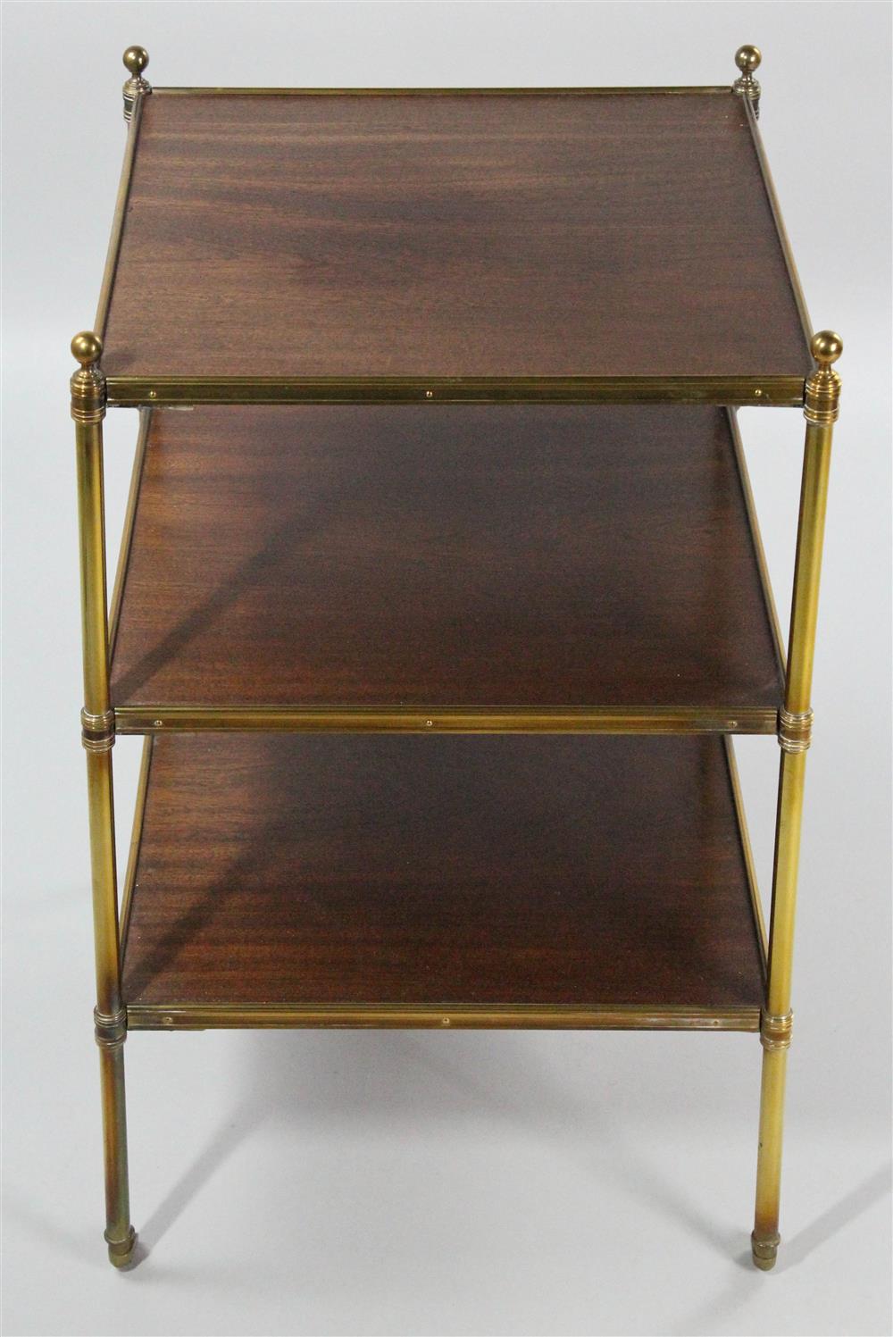 Appraisal: REGENCY STYLE MAHOGANY AND BRASS MOUNTED THREE TIER SIDE TABLE