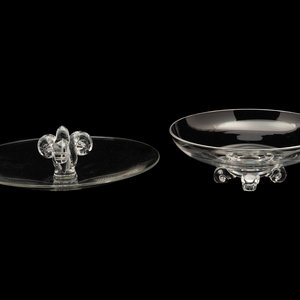 Appraisal: Two Steuben Glass Serving Dishes th Century each with acid-etched