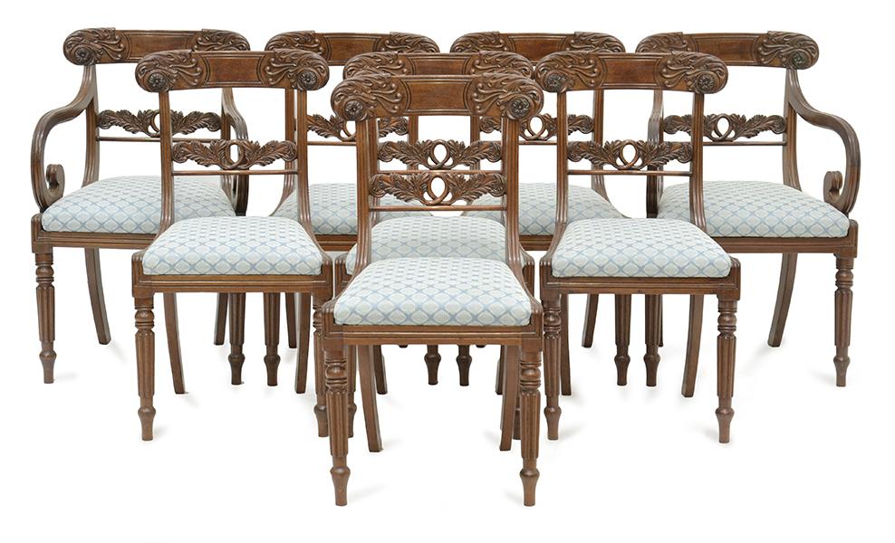 Appraisal: A SET OF EIGHT GEORGE IV MAHOGANY DINING CHAIRS COMPRISING